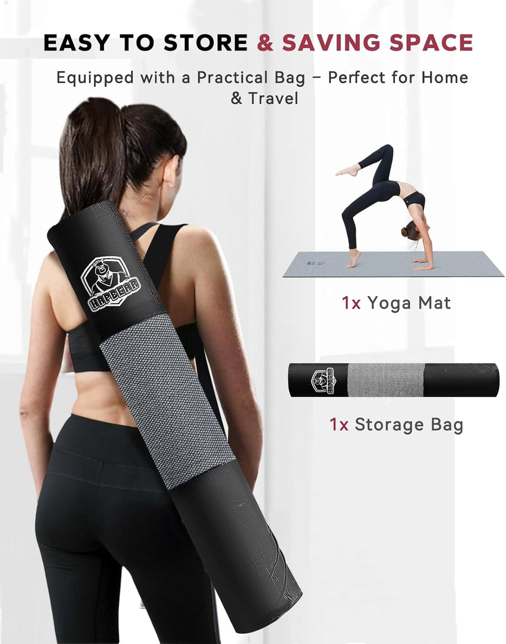 Large Yoga Mat - 72"X36" Extra Wide Exercise Mat - 1/4" Thick Dual Color PVC | Anti-Slip Surface & High Cushioning - Ideal for Yoga, Pilates & Home Workouts - Bonus Mesh Bag