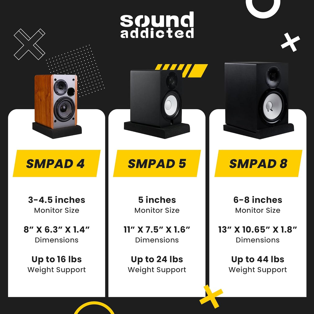 - Studio Monitor Isolation Pads for 5 Inch Monitors, Pair of Two High Density Acoustic Foam Which Fits Most Speaker Stands | Smpad 5