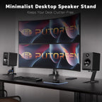 Desktop Speaker Stands Pair, Speaker Riser for Most Small & Medium Bookshelf Speakers, Computer Speakers, and Studio Monitors, Cantilevered Speaker Stand with Vibration Absorption Pad, Black