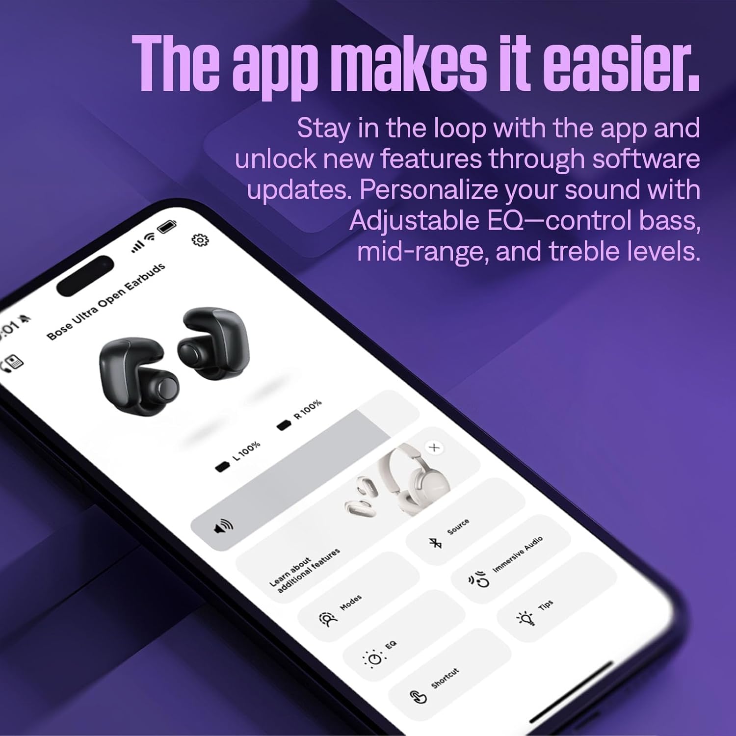 Ultra Open Bluetooth Earbuds, True Wireless Earbuds with Openaudio for Awareness, Clip on Design for Comfort, Immersive Audio, up to 48 Hrs of Playtime, Black