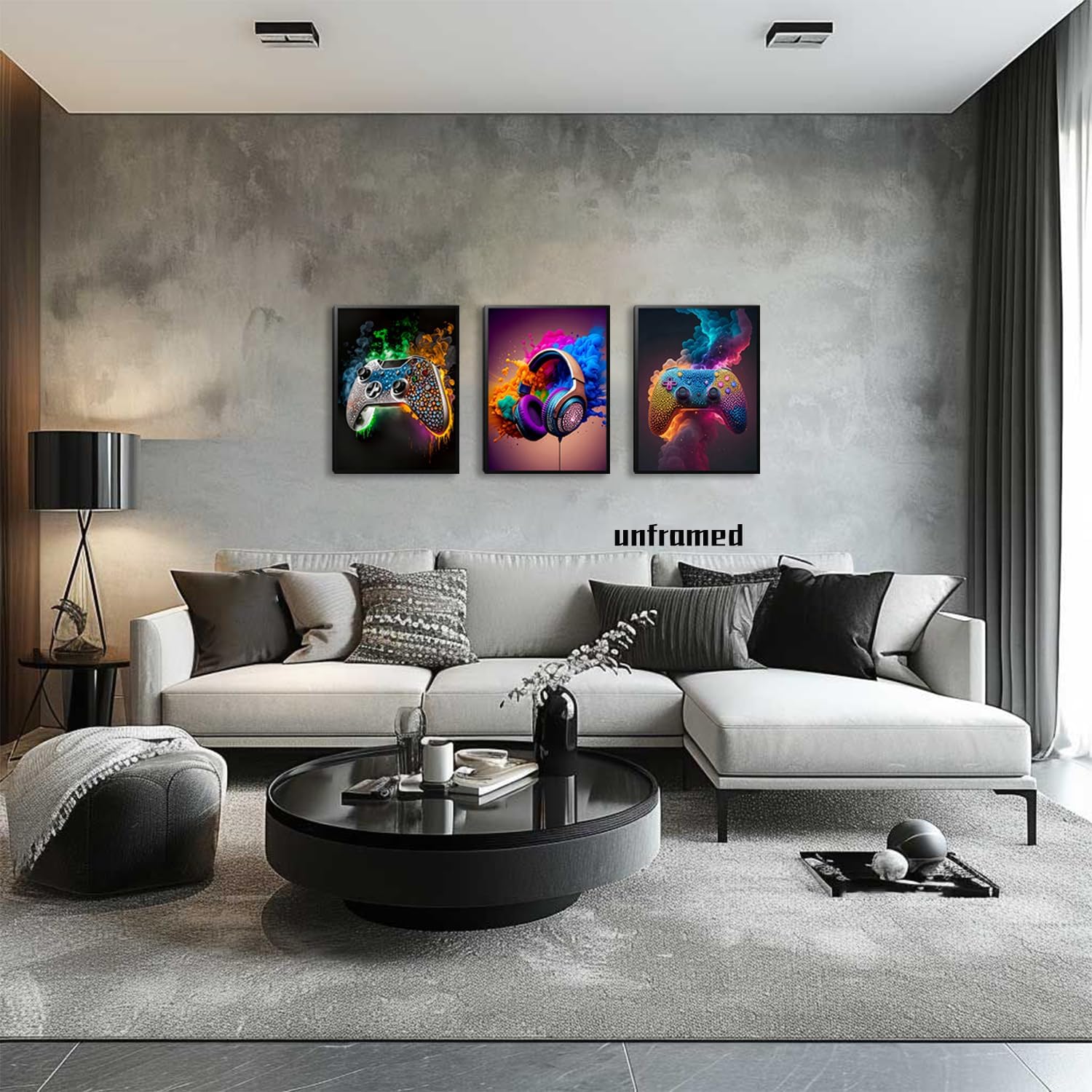Gaming Room Canvas Wall Art Set of 3, Game Posters Wall Decor, Gamer Paintings Picture Print for Boys Room Kids Game Room Bedroom Boys Home Decoration 12X16 in Unframed