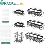 Rustproof Shower Caddy 6-Pack, No Drilling & Waterproof Adhesive Shower Shelves Rack with Soap Holder, Large Capacity Bathroom Organizers and Storage, Wall-Mounted Kitchen & Home Decor