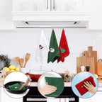 Large Christmas Hand Towels 3 Pieces, 100% Cotton Christmas Kitchen Towels 16" X 25" Christmas Towel for Bathroom Christmas Decoration - Red, White, Green