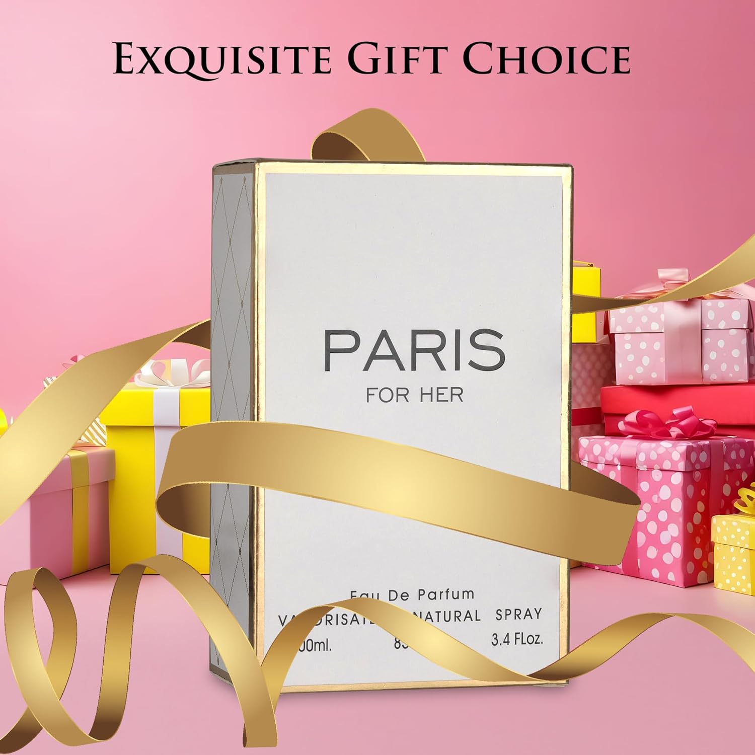 Paris for Her Eau De Parfum Spray Perfume, Fragrance for Women-Daywear, Casual Daily Cologne Set with Deluxe Suede Pouch- 3.4 Oz Bottle- Ideal EDT Beauty Gift for Birthday, Anniversary (3.4)