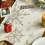 Beige Snowflake Let It Snow Winter Table Runner, Seasonal Christmas Kitchen Dining Table Decoration for Home Party Decor 13X72 Inch