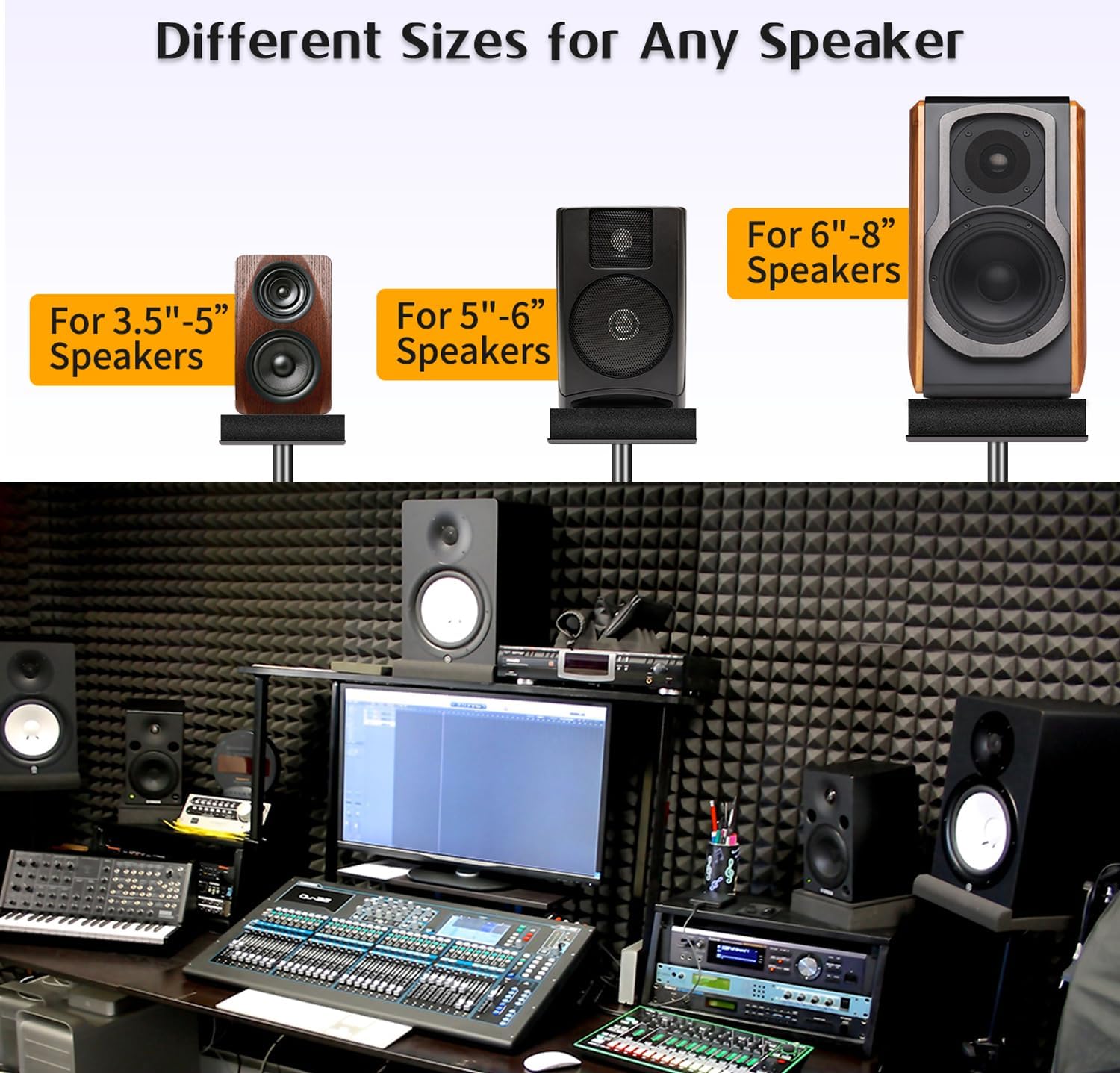 2 Pack Studio Monitor Isolation Pads for Speakers 3-5 Inches Sound Insulation Studio Foam Prevents Vibrations Acoustic Speaker Isolation Pad High Density Fits Most Stands