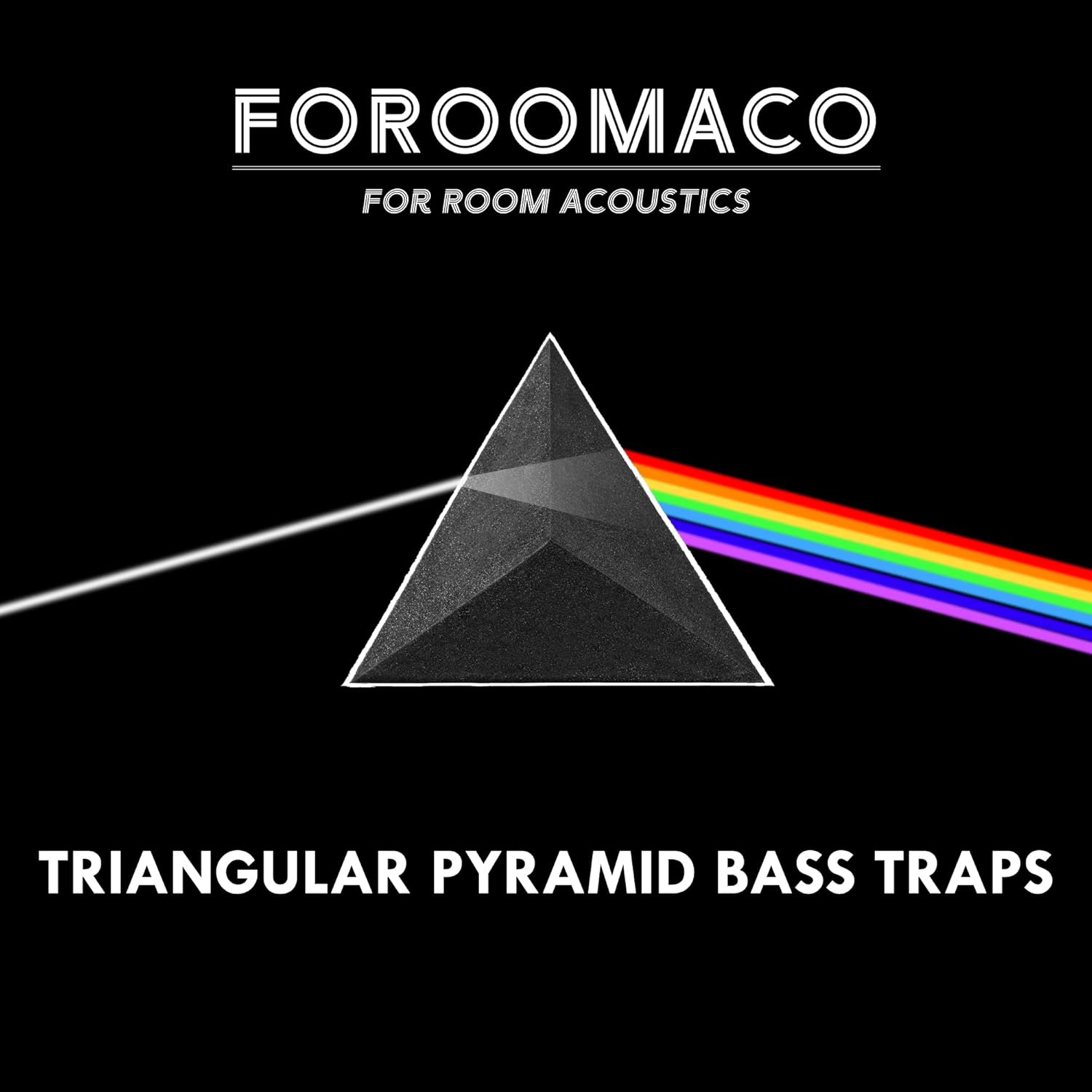 4 Pack Bass Traps for Ceiling Corner 16.5" Triangle 12" Depth Triangular Pyramid Acoustic Foam Bass Trap Sound Proofing for Home Studio Booth Low to High Frequency Sound Absorption Foam