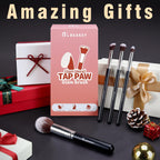 Makeup Brushes Set, Professional Foundation Eyeshadow Concealer Blush Powder Bronzer Applicator, 2 Blender Sponge with Beauty Paper Case Stocking Stuffers