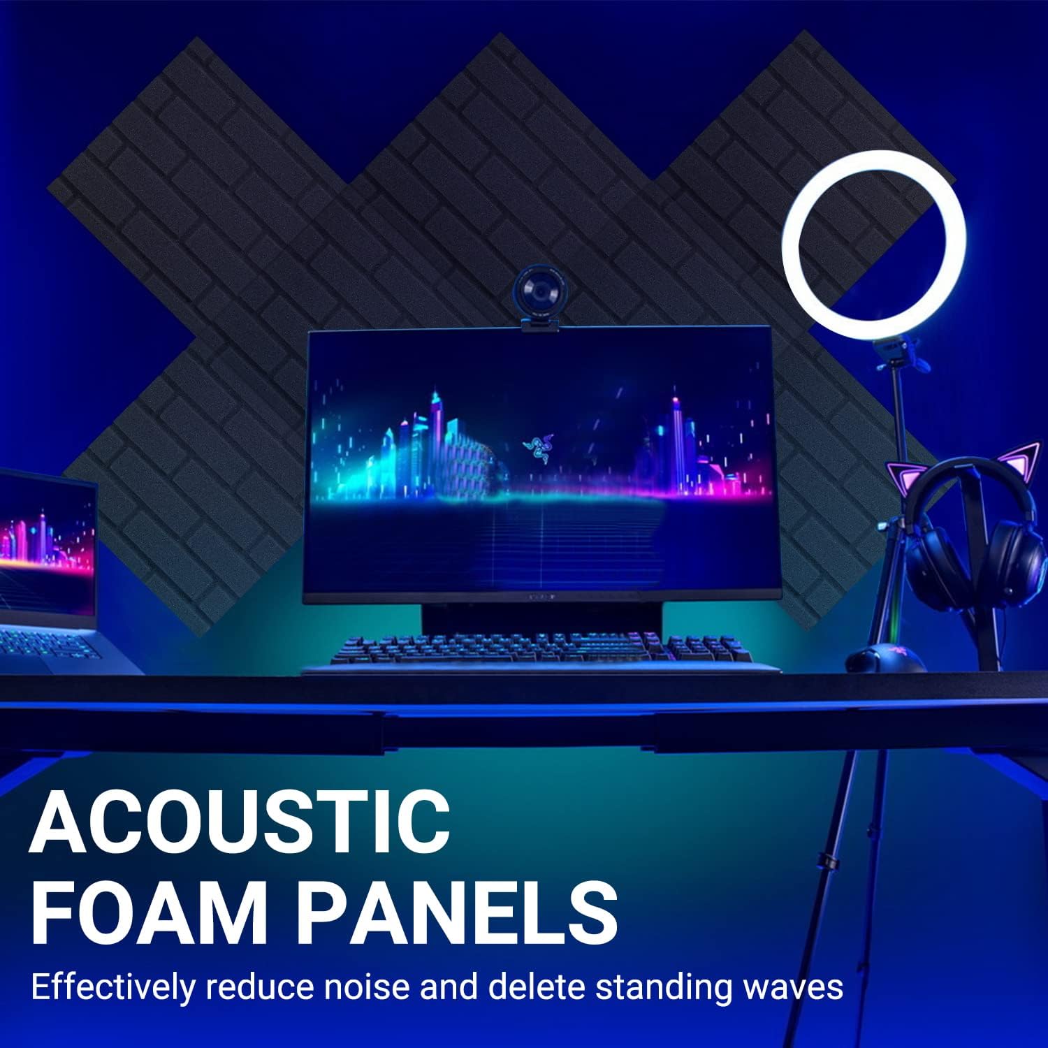 Sound Proof Foam Panels, Brick Shaped Soundproof Wall Panels, 12 Pack 12"X12"X1" Sound Absorbing & Dampening Foam Panels for Walls, Room, Studio, Podcast, Acoustic Treatment