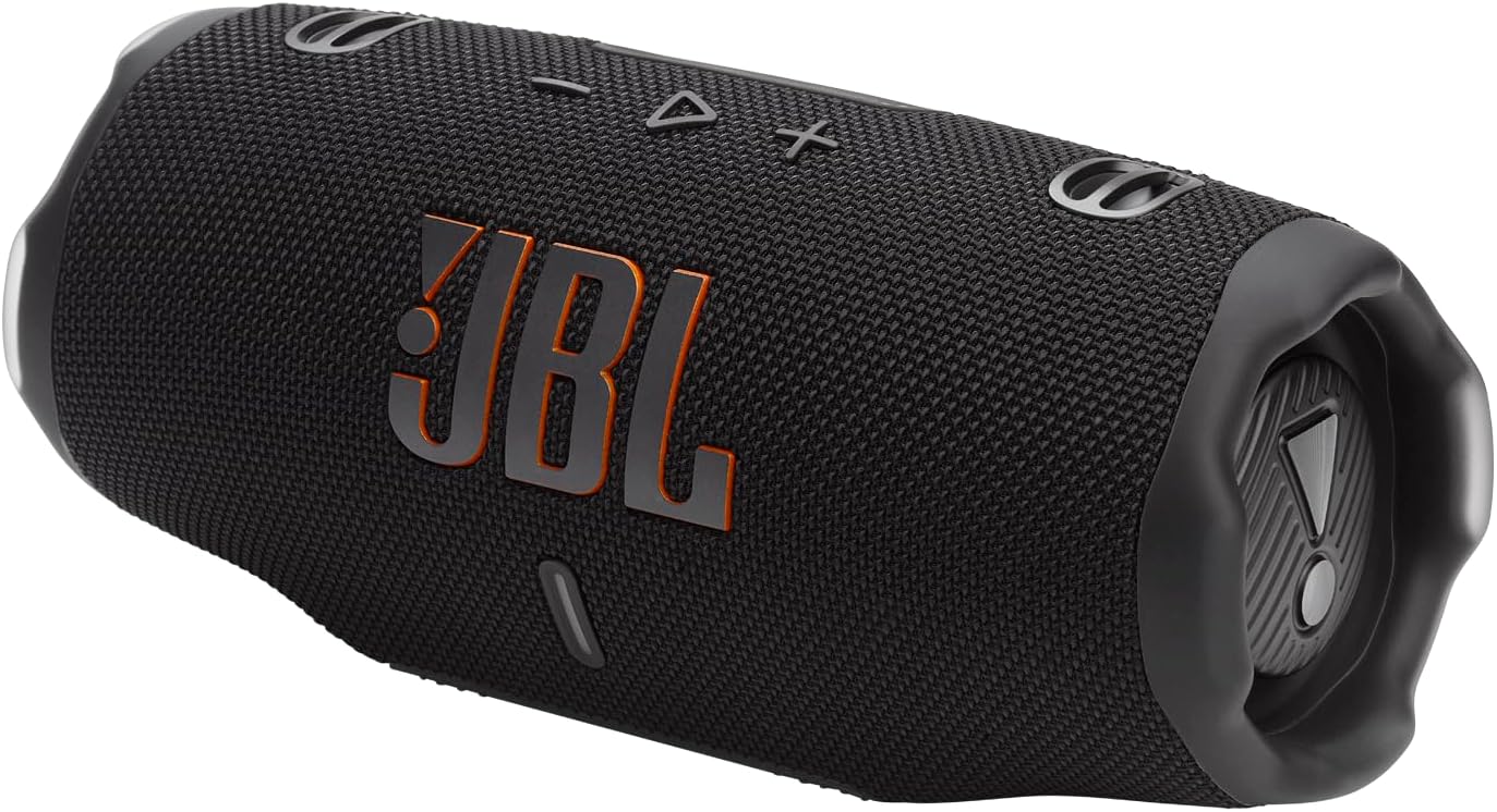 Charge 6 - Portable Waterproof & Drop-Proof Bluetooth Speaker, Bold Pro Sound with AI Sound Boost, 28Hrs of Playtime, Built-In Powerbank & Comes with a Sturdy/Removable Carrying Strap (Black)