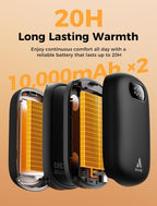 10000Mah*2 Hand Warmers Rechargeable 2 Pack, 0.5°F Precision Smart Magnetic Sync Link, 20H Safe Heating, 13.5In² Large Heating Area, Gifts for Christmas, Hunting, Golf, Camping, Skiing