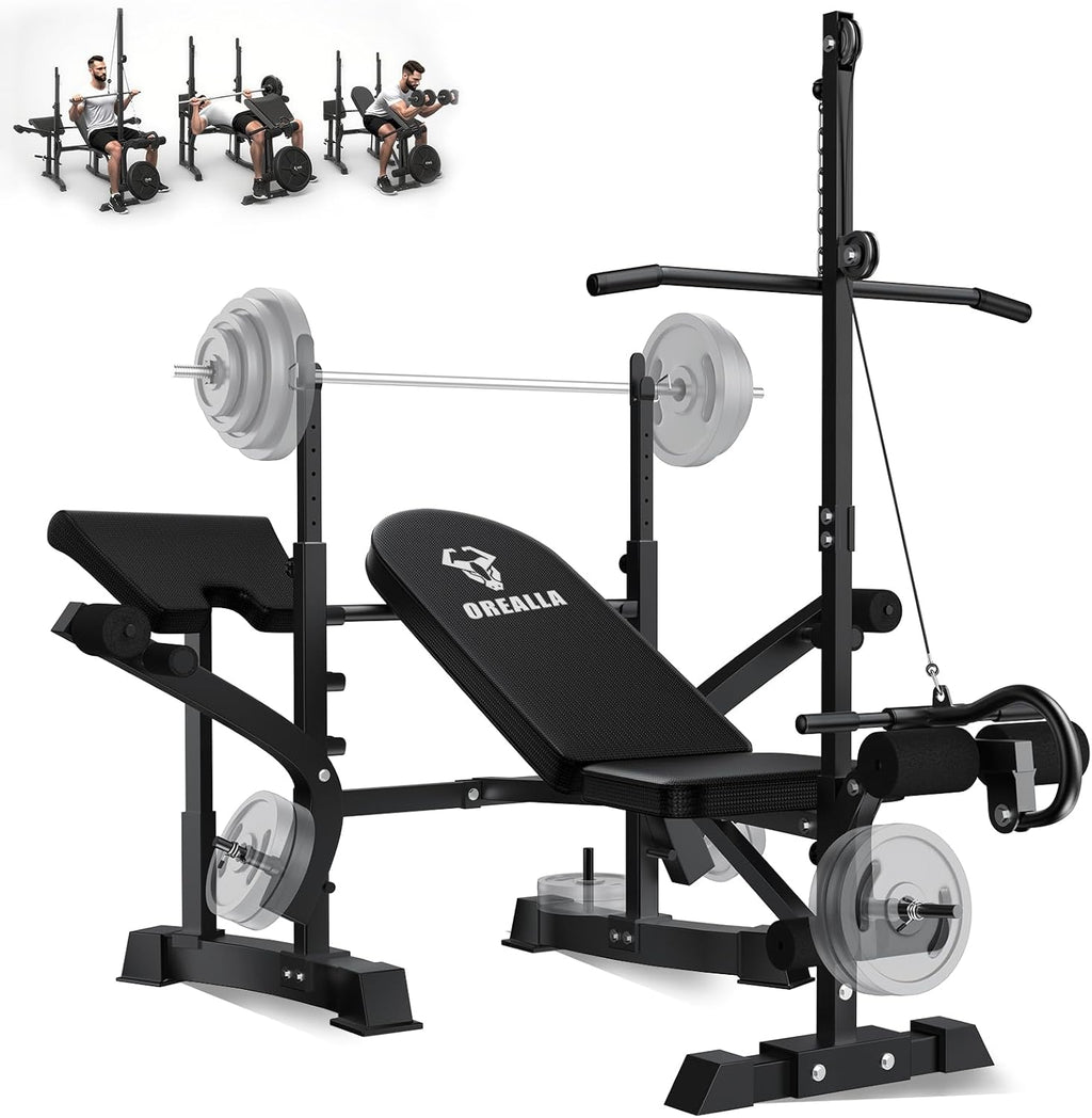 Adjustable Weight Bench Press Set - Full Body Strength Training Workout Bench, 8 in 1 Multi-Function Exercise Equipment with Leg Developer, Preacher Curl Pad, Chest Fly for Home Gym