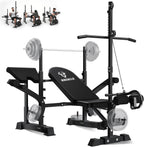 Adjustable Weight Bench Press Set - Full Body Strength Training Workout Bench, 8 in 1 Multi-Function Exercise Equipment with Leg Developer, Preacher Curl Pad, Chest Fly for Home Gym