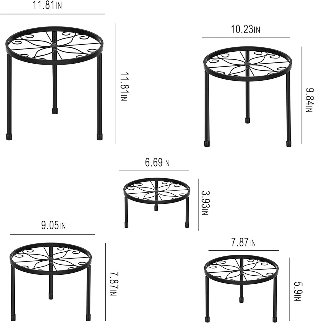 5-Pack Metal Plant Stands for Outdoor Indoor, Anti-Rust Iron Flower Pot Stand, Heavy Duty Plant Pot Shelf for Multiple Plant, Decoration Racks for Home, Patio & Garden