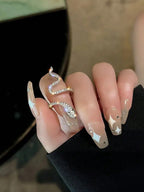 Gothic Shining Snake Ring Inlaid Adjustable Cuff Ring Unique Jewelry for Men and Women Special Party Decor