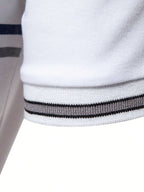 Manfinity Mode Men Simple Zip Work Business Casual Polo Shirt with Stripes Embellishment, for Husband, for Golf