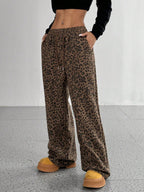 Women'S Leopard Print Casual Wide Leg Loose Slim Pants
