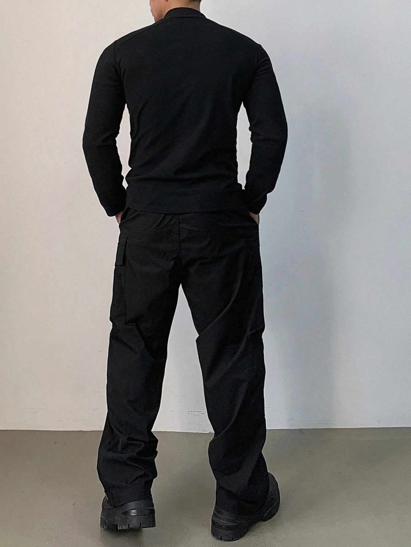 DAZY Men'S Solid Color Stand Collar Zipper Long Sleeve Slim Fit Sports T-Shirt, Autumn, Fall