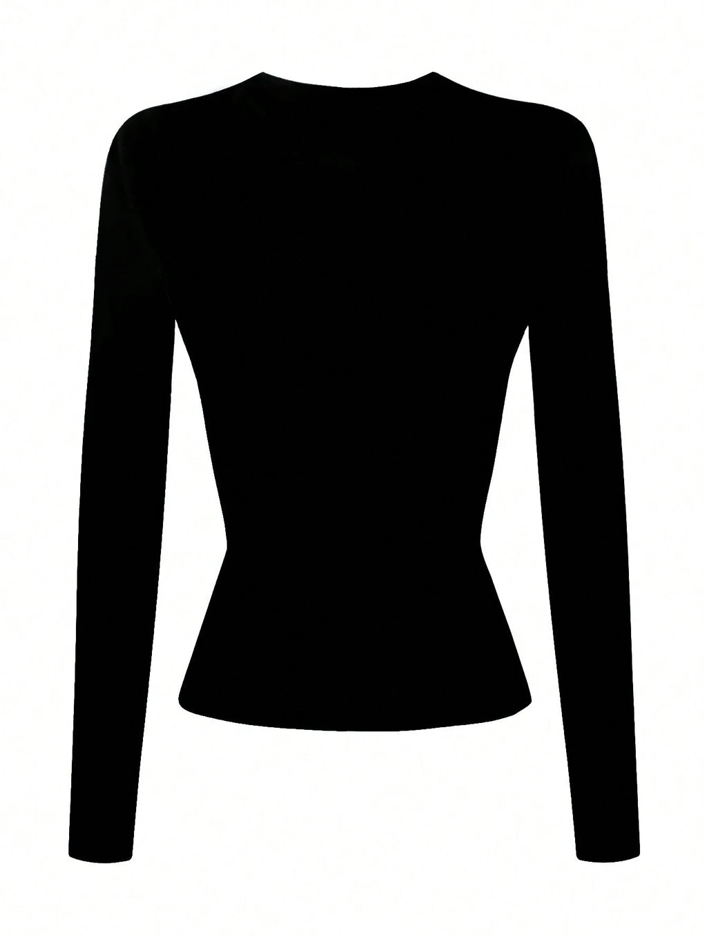 INAWLY Women'S Solid Black Crew Neck Long Sleeve Simple T-Shirt, Casual Everyday Wear Fall Cloth for Women