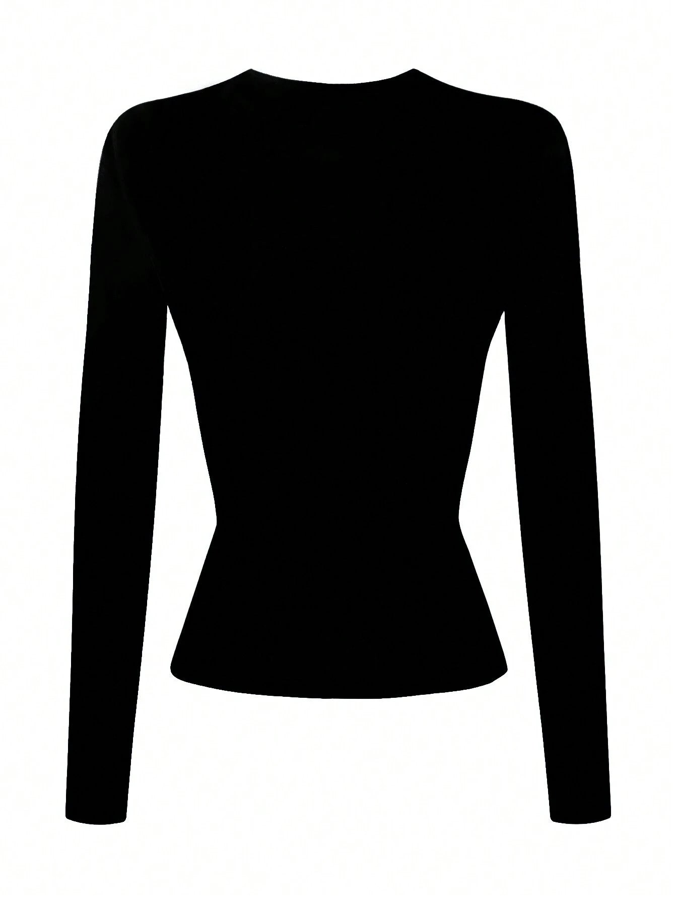 INAWLY Women'S Solid Black Crew Neck Long Sleeve Simple T-Shirt, Casual Everyday Wear Fall Cloth for Women