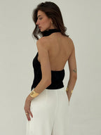 Aloruh Women'S Solid Color Asymmetrical Hem Halter Neck Top,Rave Top