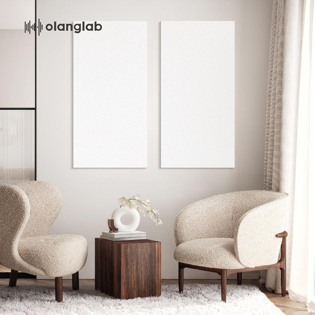 Acoustic Panels 2 Pack, 48''X24'' Large Sound Panels, Fabric Wrapped Sound Proof Foam Panels for Walls, Sound Absorbing Panels for Recording Studio Acoustical Treatments (White)