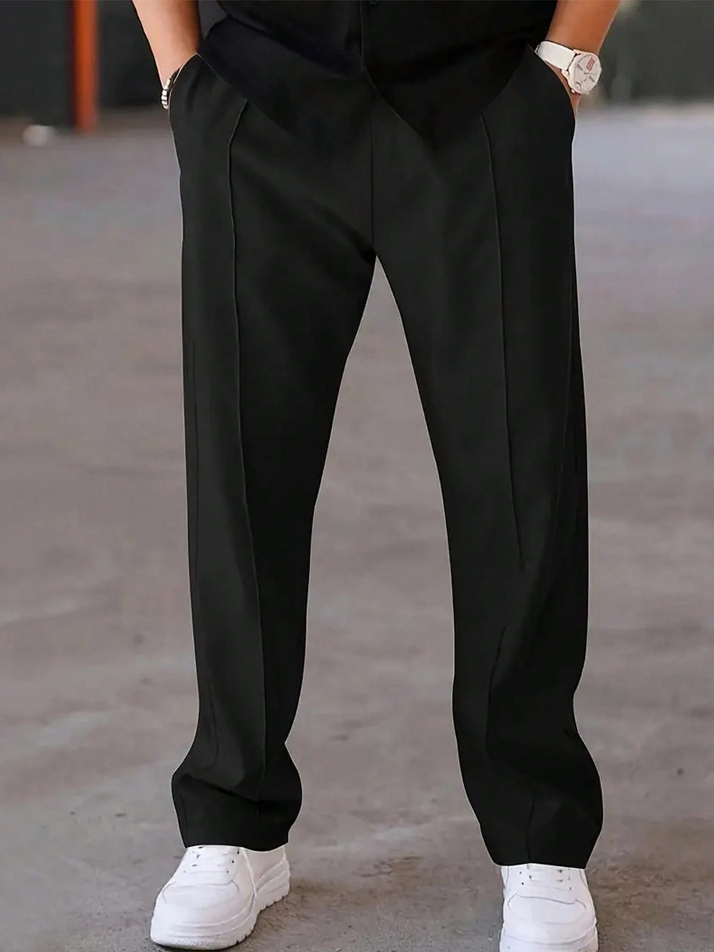 Men'S Drawstring Loose Fit Straight Leg Sporty Outdoor Casual Pants, Business Formal Style, Fall