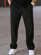 Men'S Drawstring Loose Fit Straight Leg Sporty Outdoor Casual Pants, Business Formal Style, Fall