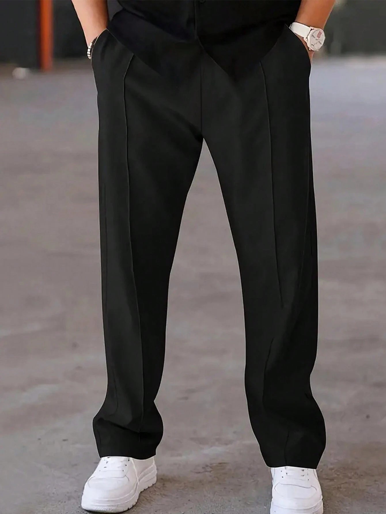 Men'S Drawstring Loose Fit Straight Leg Sporty Outdoor Casual Pants, Business Formal Style, Fall