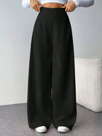 Firerie Women Minimalist Casual Fashion Back-To-School High Waist Textured Wide Leg Pants