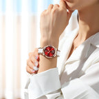 Womens Automatic Watch, Premium Large Face Diamond Accented Self Winding Watches for Women, Fashion Waterproof Ladies Dress Watch, Two Tone Stainless Steel Ceramic Bracelet