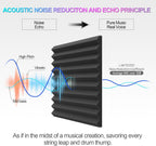 12 Pack Sound Proof Foam Panels, 1" X 12" X 12" Self-Adhesive Acoustic Foam Panels, Acoustic Panels Wedges High Density, Soundproof Wall Panels for Treatment Home Studio - Black