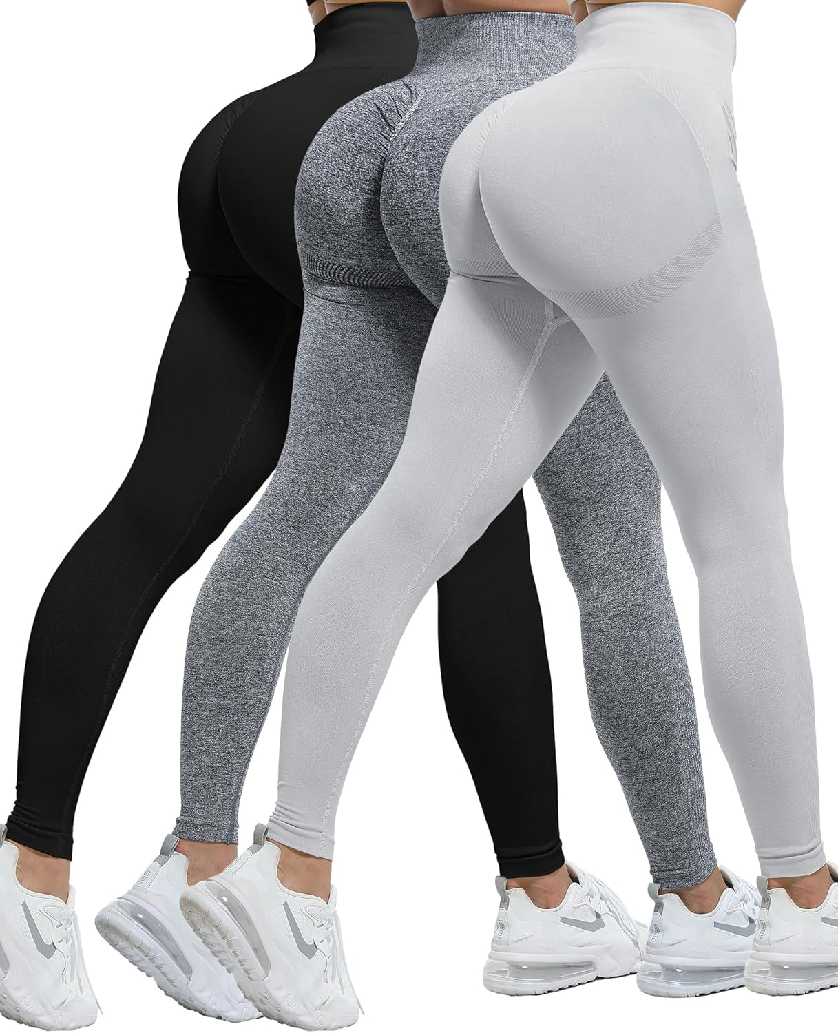 Workout Leggings Sets for Women, Gym Scrunch Butt Butt Lifting Seamless Leggings 3 Piece