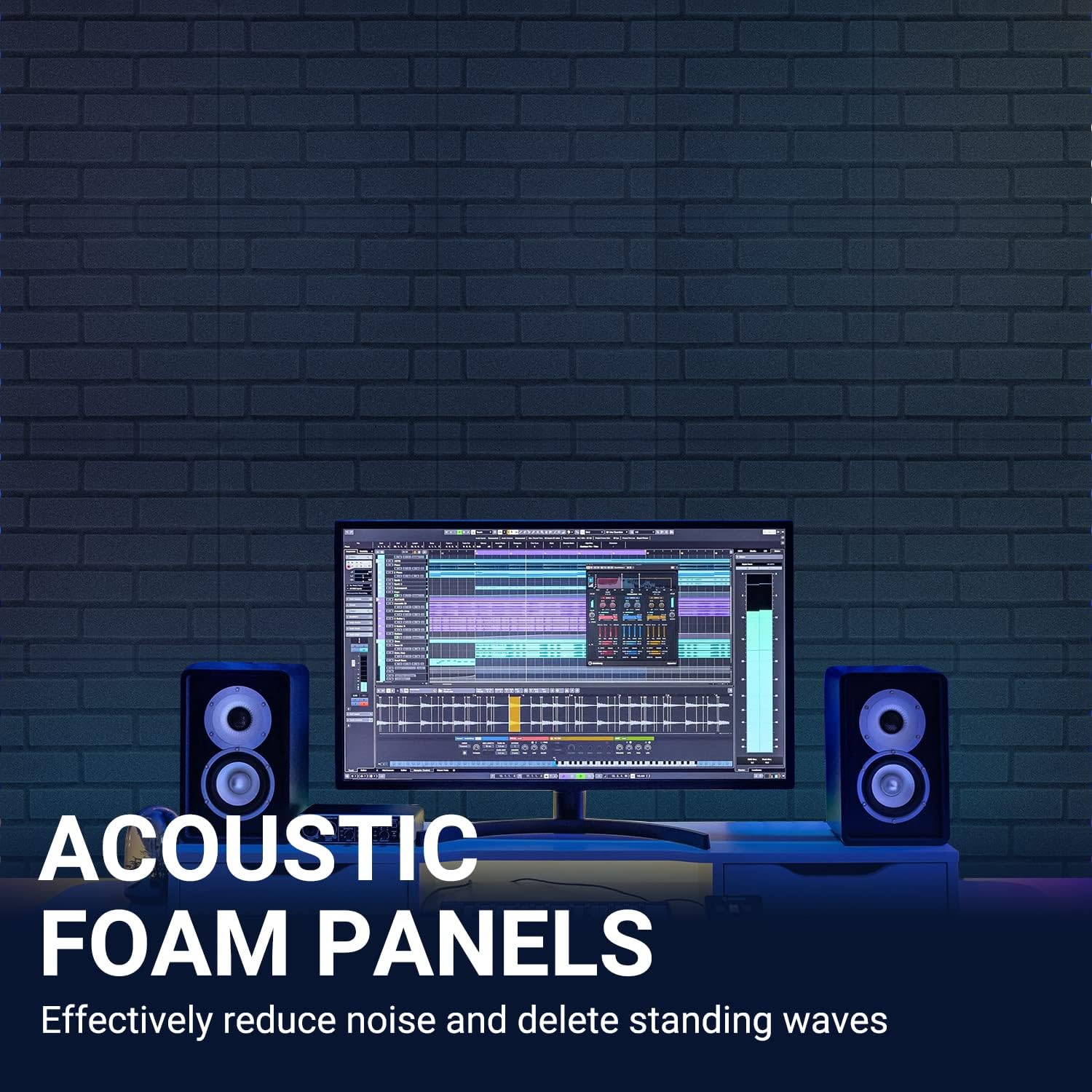 Sound Proof Foam Panels, Brick Shaped Soundproof Wall Panels, 12 Pack 12"X12"X1" Sound Absorbing & Dampening Foam Panels for Walls, Room, Studio, Podcast, Acoustic Treatment