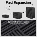 12 Pack Sound Proof Panels for Walls, Self-Adhesive Grooved Black Sound Deadening Foam, 12X12X2 Inches Sound Panels, High Density Soundproofing Panels for Echoes Absorption