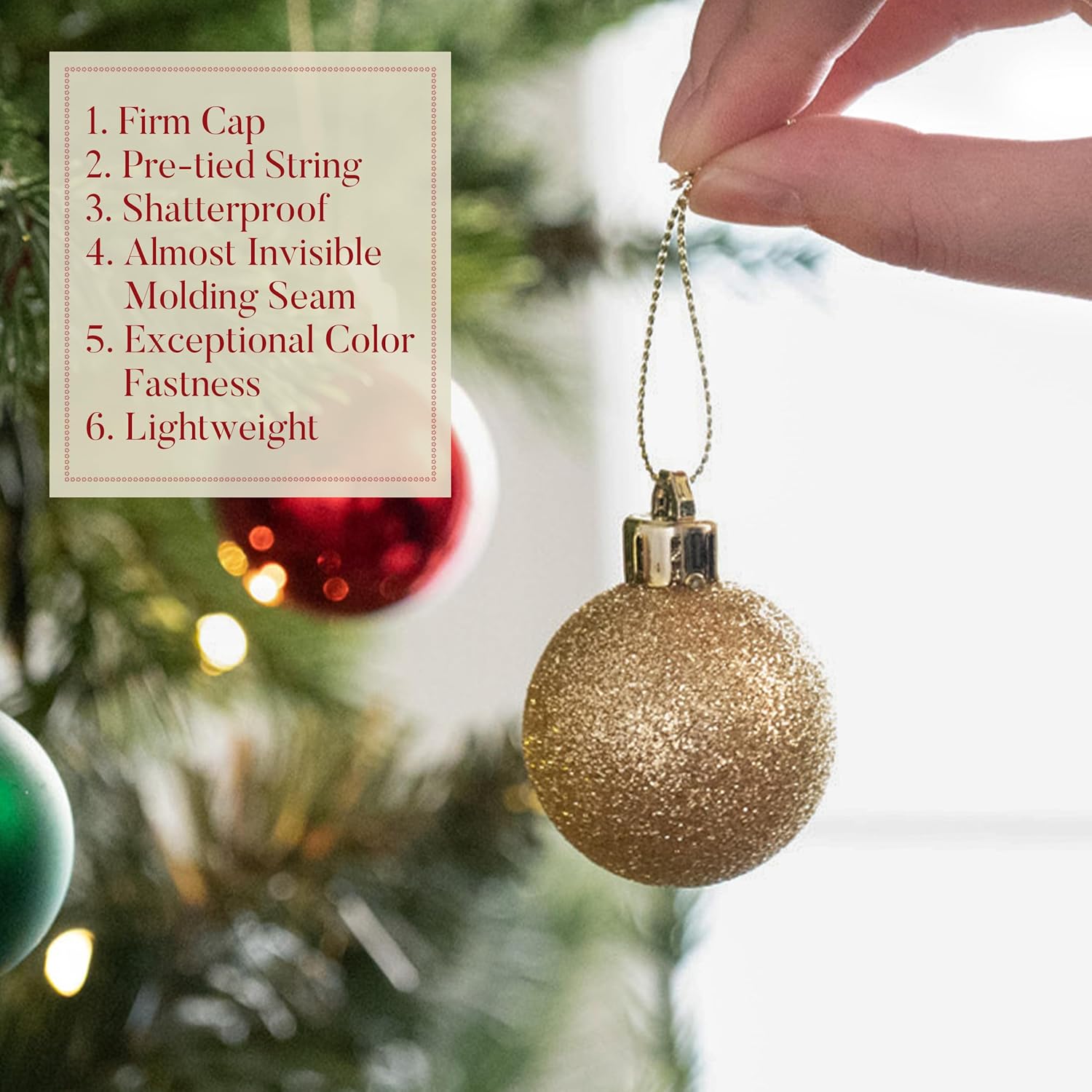 1.57 Inches Small Christmas Tree Decorations Ornament Set for Fall Halloween, 24Ct Red Green Gold Shatterproof Hanging Ball Ornaments Holiday Party Decor