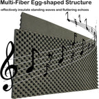 2 PCS Acoustic Panels,48''X24''X2'' Egg Crate Foam Soundproof Foam Wall Panels,High Density Fireproof Noise Cancelling Foam Studio Foam Panel,Noise (Black)