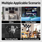 12 Pack Sound Proof Panels for Walls, Self-Adhesive Grooved Black Sound Deadening Foam, 12X12X2 Inches Sound Panels, High Density Soundproofing Panels for Echoes Absorption