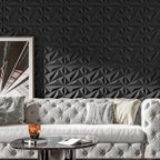 33 Pack 3D Wall Panel Diamond for Interior Wall Décor, PVC Flower Textured Wall Panels for Living Room Lobby Bedroom Hotel Office, Black, 12''X12'' Cover 32.Sq.Ft.