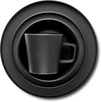 Celina Stoneware 16 Piece Dinnerware Set, Plates and Bowls, Black Matte Dish, Service for 4 – Minimalist round Style, Microwave & Dishwasher Safe