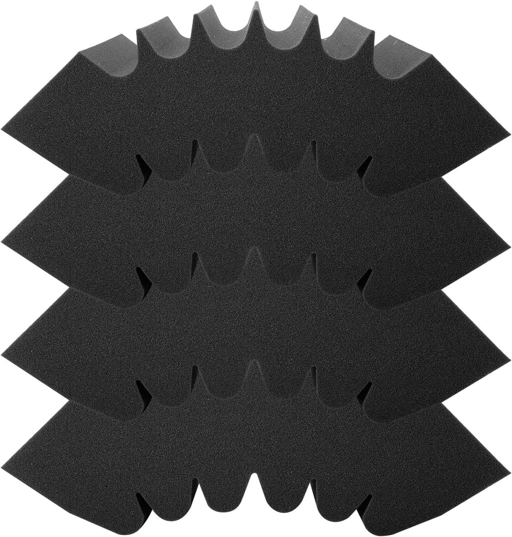 Acoustic Foam Panels, 4 Pack 16.5 X 6.3 X 12 Inches, Adhesive High Density Soundproof Wall Panels,Fire-Resistant Acoustic Panel,Sound Dampening Absorbing Panel for Studio Wall and Ceiling,Black