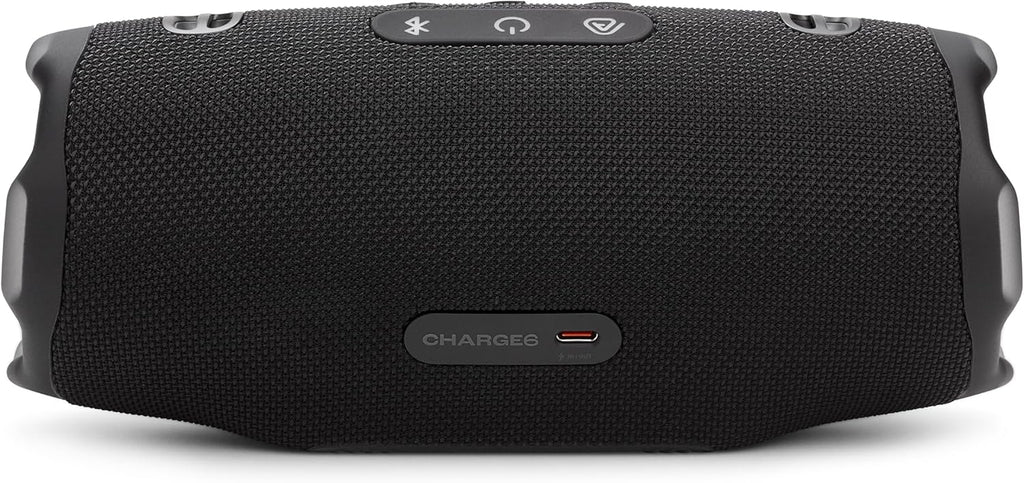 Charge 6 - Portable Waterproof & Drop-Proof Bluetooth Speaker, Bold Pro Sound with AI Sound Boost, 28Hrs of Playtime, Built-In Powerbank & Comes with a Sturdy/Removable Carrying Strap (Black)