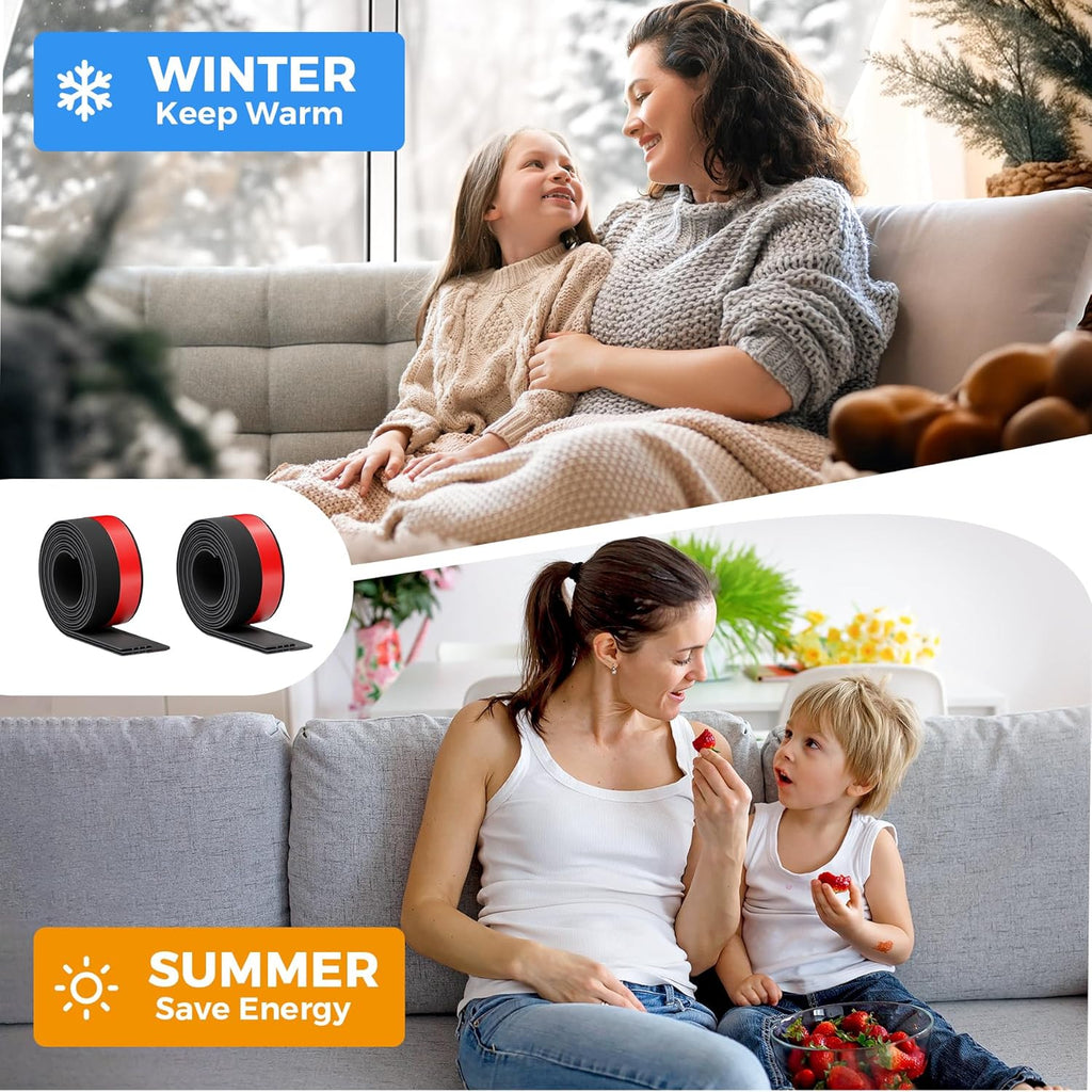 2 Pack under Door Draft Stopper, Home Improvement, Weather Stripping Door Seal, Bottom of Door Sweep, Garage Window Blocker Noise Dust Insulation Draft Guard, 39" L, Black