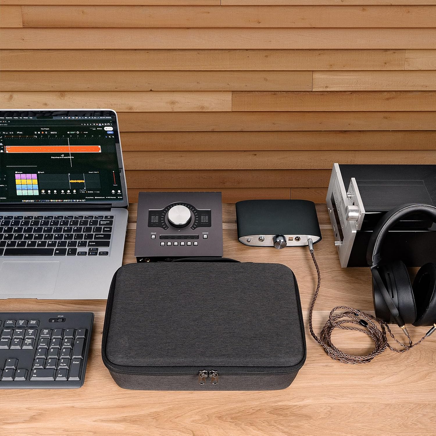 Audio Interface Carrying Case, Hard Shell Travel Bag Compatible with Universal Audio Apollo Twin X Duo/Apollo Twin X Quad/Apollo Twin X DUO Gen 2/Apollo Twin X QUAD Gen 2 (Dark Gray)