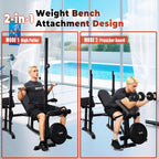 Adjustable Weight Bench Press Set - Full Body Strength Training Workout Bench, 8 in 1 Multi-Function Exercise Equipment with Leg Developer, Preacher Curl Pad, Chest Fly for Home Gym