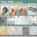 Rustproof Shower Caddy 6-Pack, No Drilling & Waterproof Adhesive Shower Shelves Rack with Soap Holder, Large Capacity Bathroom Organizers and Storage, Wall-Mounted Kitchen & Home Decor