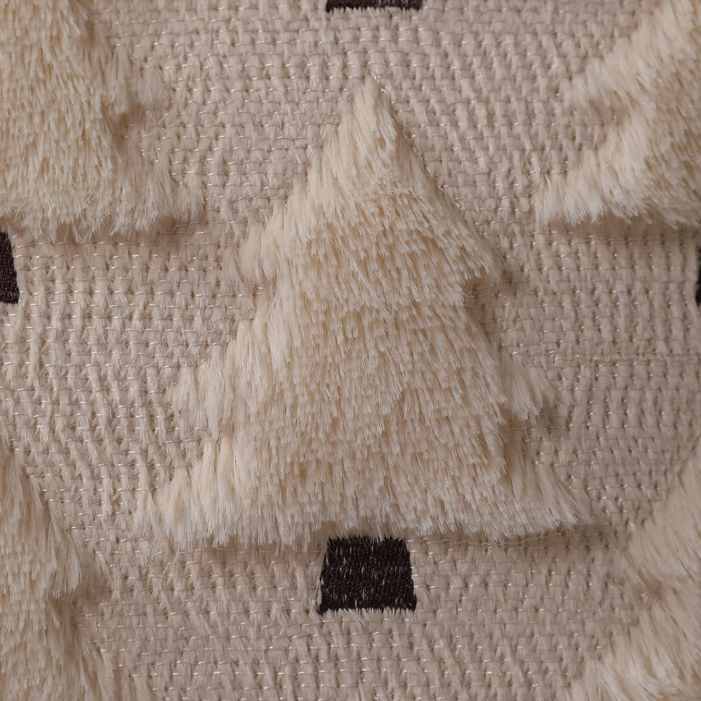 Christmas Pillow Covers 18X18 Inch Set of 2 Xmas Decorations Soft Plush Faux Fur Wool Beige Christmas Tree Throw Pillow Cases Winter Holiday Decor for Sofa Living Room PT-002C18