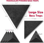 4 Pack Bass Traps for Ceiling Corner 16.5" Triangle 12" Depth Triangular Pyramid Acoustic Foam Bass Trap Sound Proofing for Home Studio Booth Low to High Frequency Sound Absorption Foam