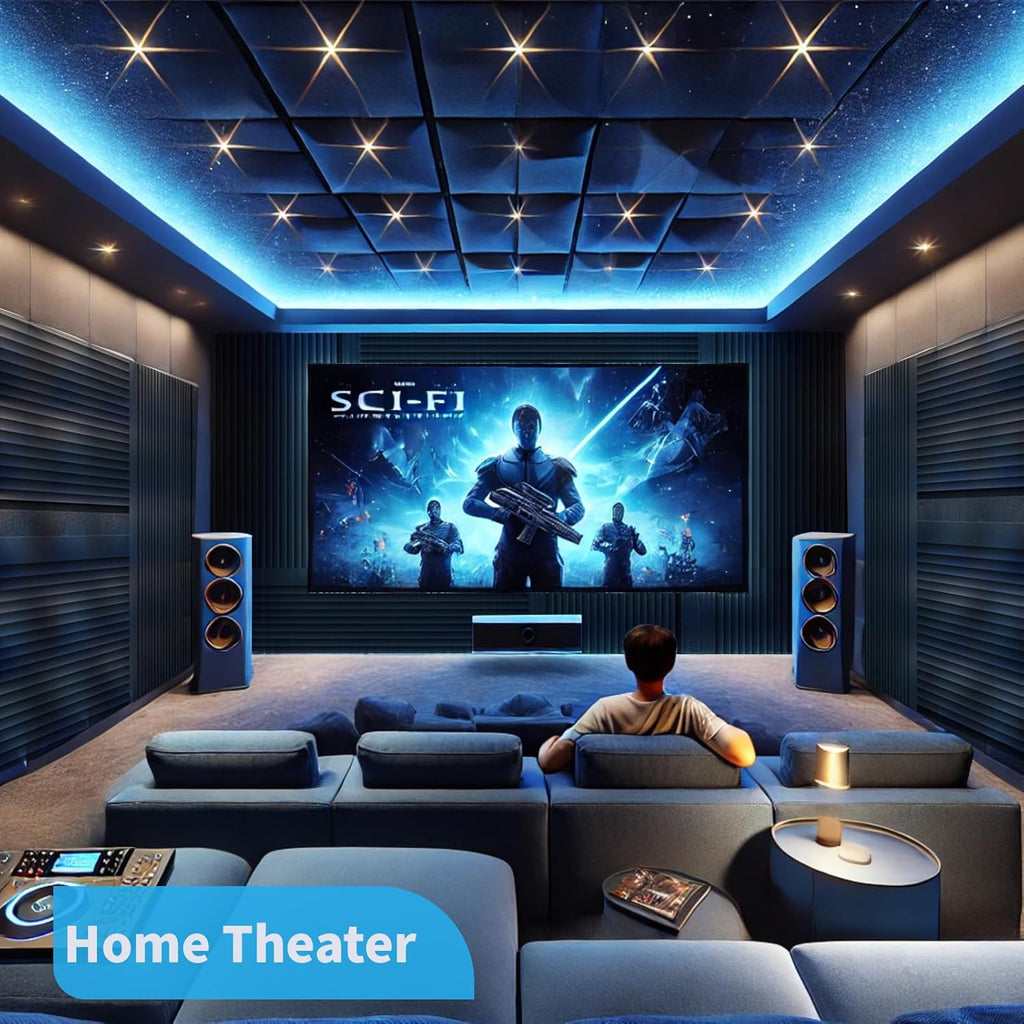 4-Pack Wedge Design Acoustic Foam Panels, 48" X 24" X 2" High-Density Soundproof Foam Wall Panels for Wall, Ceiling, Quick-Recovery Noise Dampening Panels for Office, Studio and Home