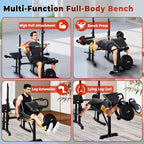 Adjustable Weight Bench Press Set - Full Body Strength Training Workout Bench, 8 in 1 Multi-Function Exercise Equipment with Leg Developer, Preacher Curl Pad, Chest Fly for Home Gym